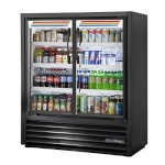 True TVM-48SL-54-HC~VM01 - Slim Line Merchandiser, two-section, (2) glass hinged doors, black exterior